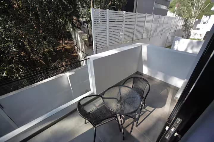 Private furnished balcony at The Monroe